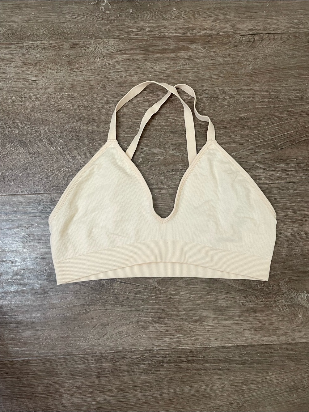 Bombas Women’s Seamless Triangle Bralette Size M/L Wheat Beige Adjustable Straps